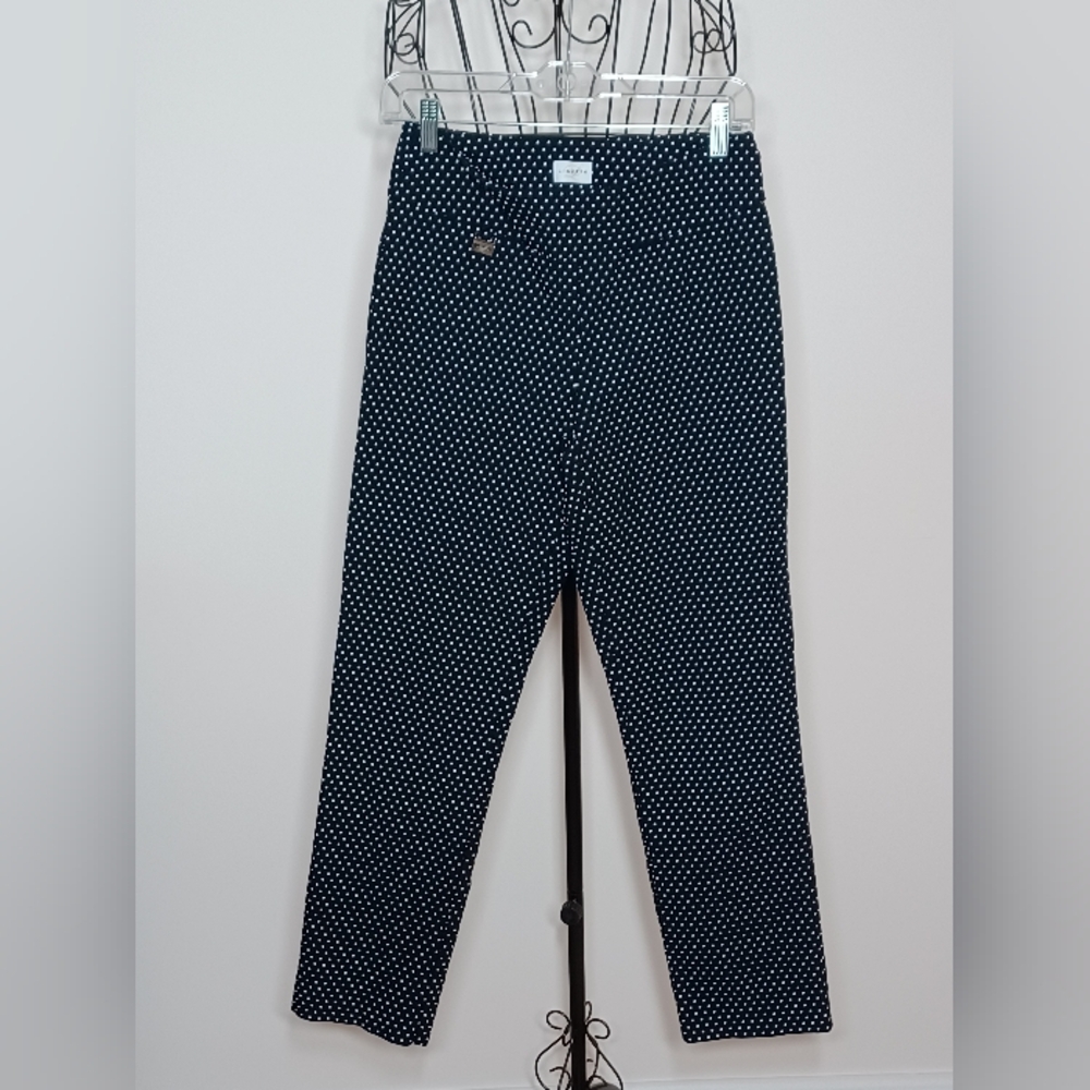 Lisette L Montreal Women Polka Dot Pull- On Slimming Pants- Black/ White Size 8
